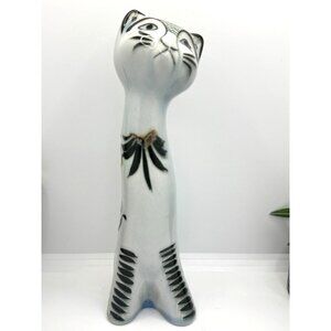 Mexican Folk Art Hand-Painted Ceramic Cat Figurine